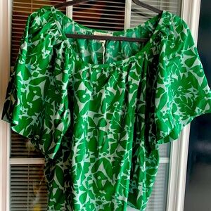 Free Assembly Green /pale Blue Leaf Print L